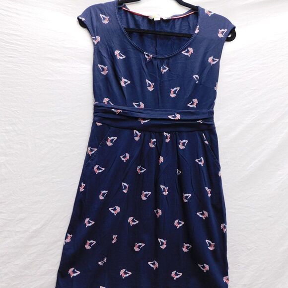 Boden Sz 10 Swimming Girls Print Navy Knit Dress EUC - Picture 2 of 4